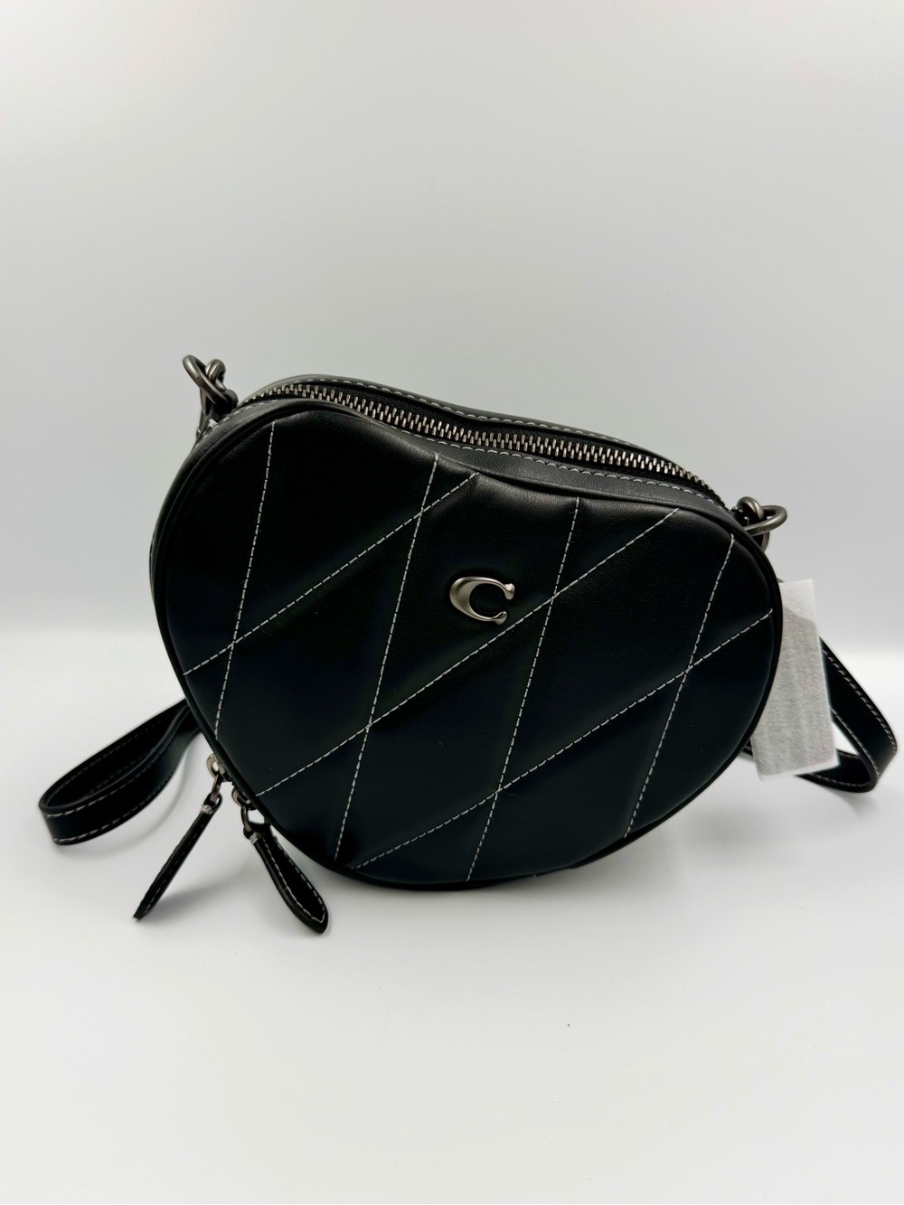 Coach Heart Crossbody Bag Black Quilted Leather